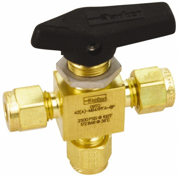 Parker 2-Way Manual Ball Valve: 1/4" Pipe - 4M-B6LJ2-BP