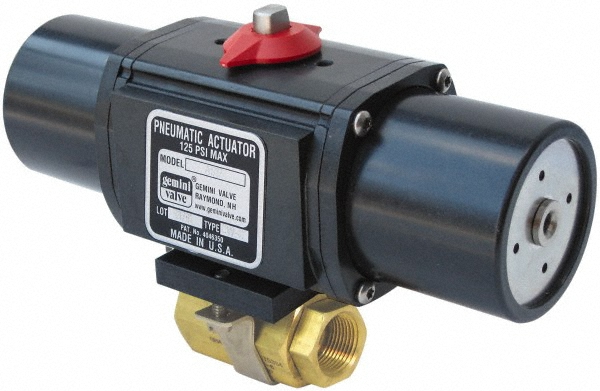 Gemini Valve Motorized Automatic Ball Valve: 1-1/4" Pipe, 150 & 720 Max psi, Brass - 8116N630120A