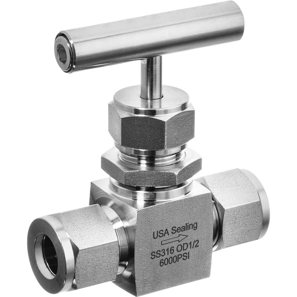 USA Industrials Needle Valve: 1/4" Pipe, Polytetrafluoroethylene Seal - ZUSA-VLV-90