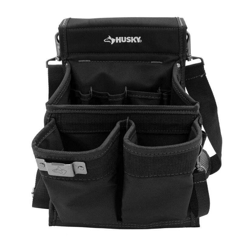 Husky Heavy-Duty 14-Pocket Electrician's Tool Belt Pouch in Black - HD00143