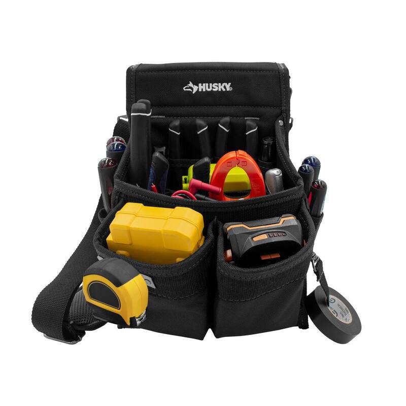 Husky Heavy-Duty 14-Pocket Electrician's Tool Belt Pouch in Black - HD00143
