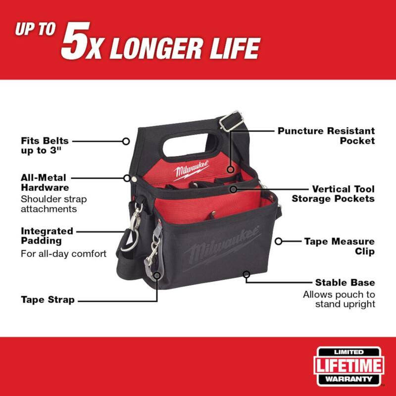 Milwaukee General Contractor Work Belt with Suspension Rig & 15-Pocket Electricians Work Pouch/Holster with Quick Adjust Belt - 48-22-8120-48-22-8112
