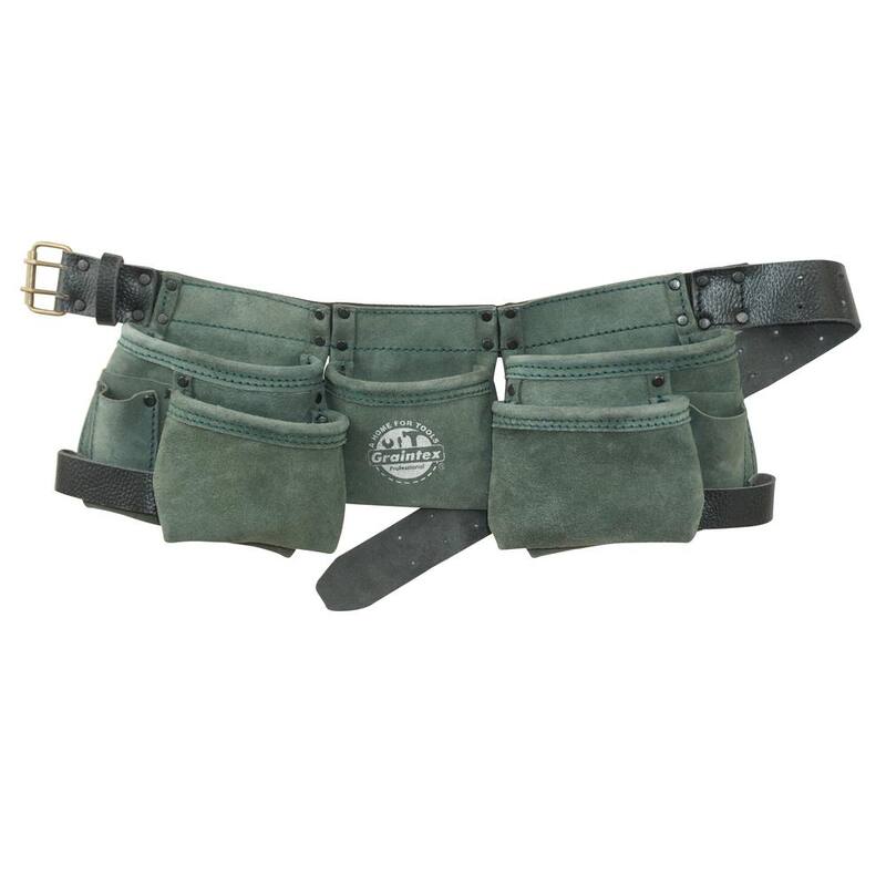 Graintex 9-Pocket Children Tool Apron in Hunter Green Suede Leather - DS2415