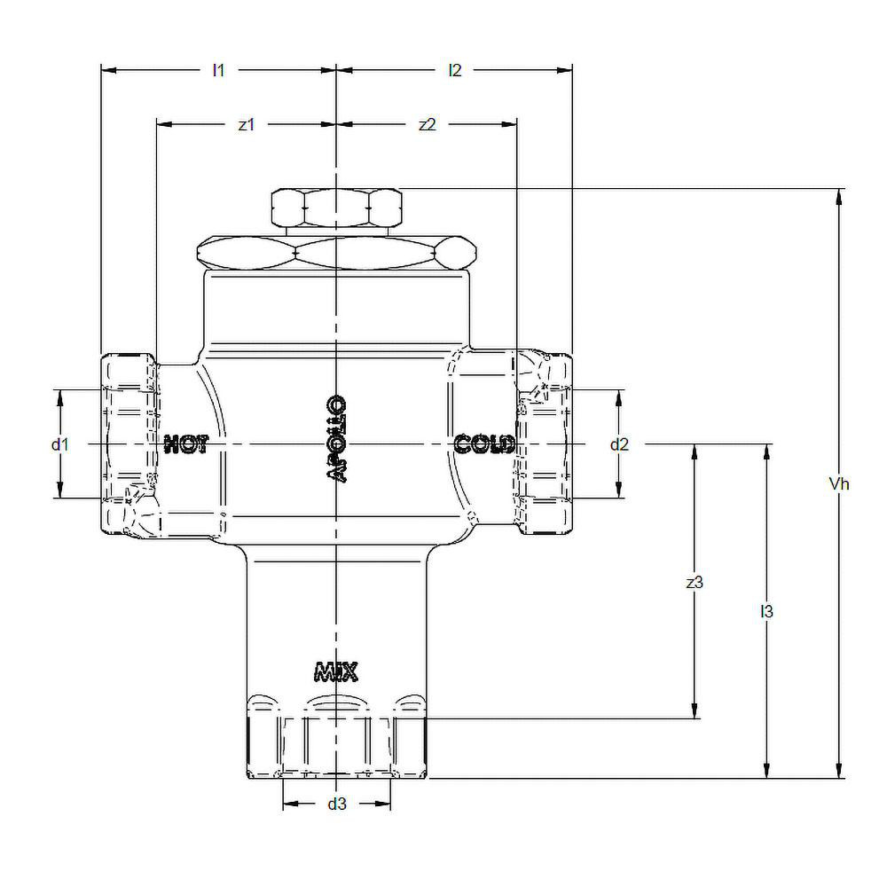 Apollo® 1-1/4" Pipe, 150 Max psi, Bronze Water Mixing Valve & Unit - 34C106H1