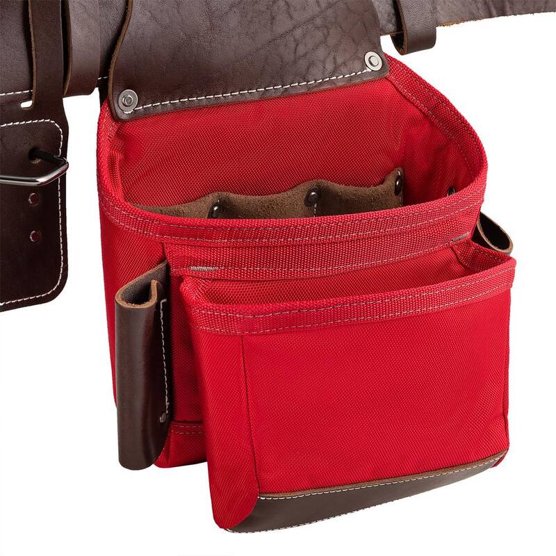 BUCKET BOSS 2-Bag Hybrid Suspension Rig Work Tool Belt with Suspenders in Red - 55505-RD