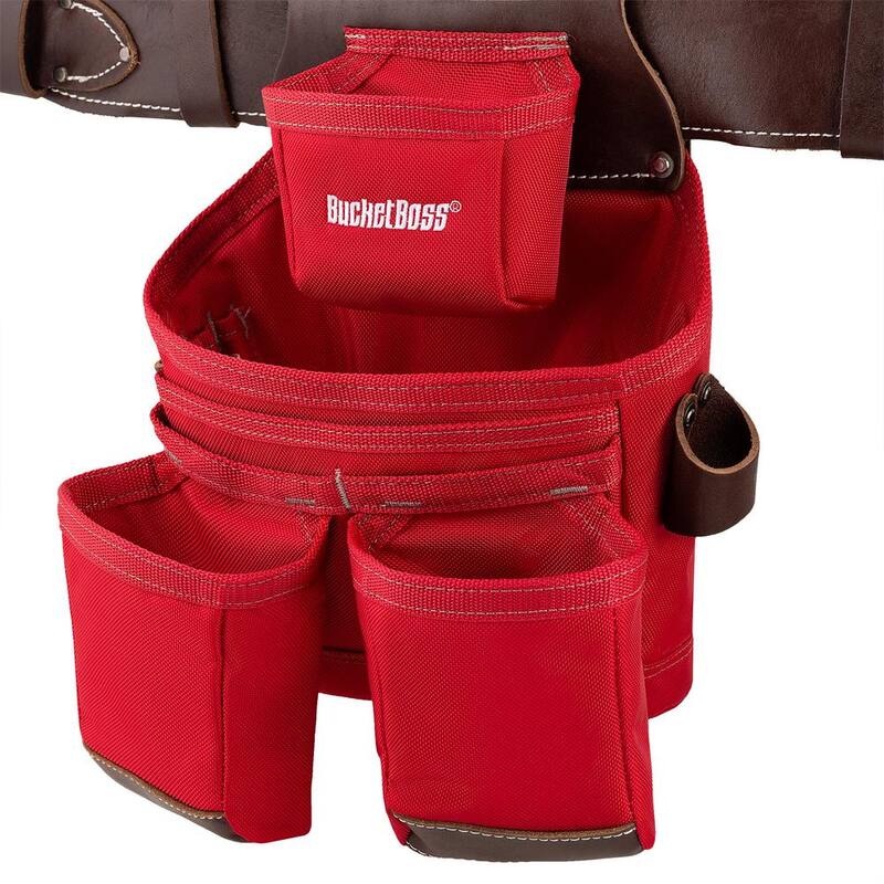 BUCKET BOSS 2-Bag Hybrid Suspension Rig Work Tool Belt with Suspenders in Red - 55505-RD