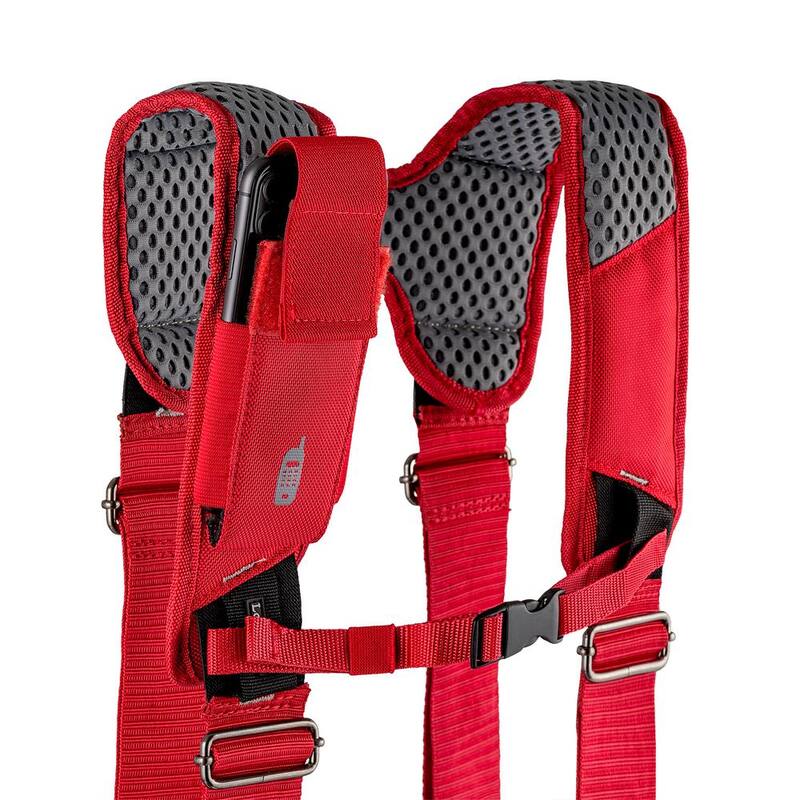 BUCKET BOSS 2-Bag Hybrid Suspension Rig Work Tool Belt with Suspenders in Red - 55505-RD