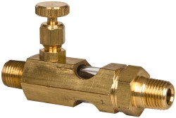 Brennan Needle Valve: Straight, 1/4" Pipe, NPT End, Brass Body, Polytetrafluoroethylene Seal - NVN-2009-B