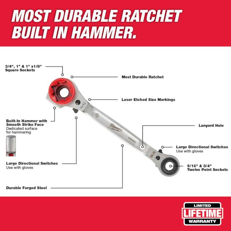 Milwaukee Lineman's Compact Aerial Tool Apron with Lineman's 5-In-1 Ratcheting Wrench with Smooth Strike Face (2-Piece) - 48-22-8291-48-22-9216