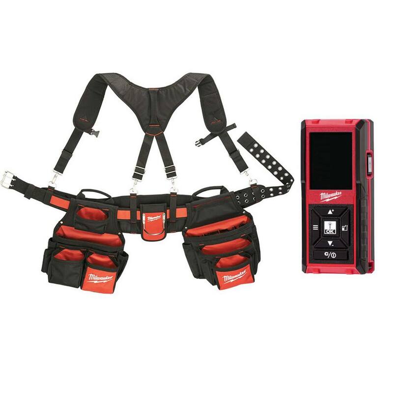 Milwaukee Contractors Work Belt with Rig with 150 ft. Laser Distance Meter - 48-22-8120-48-22-9802