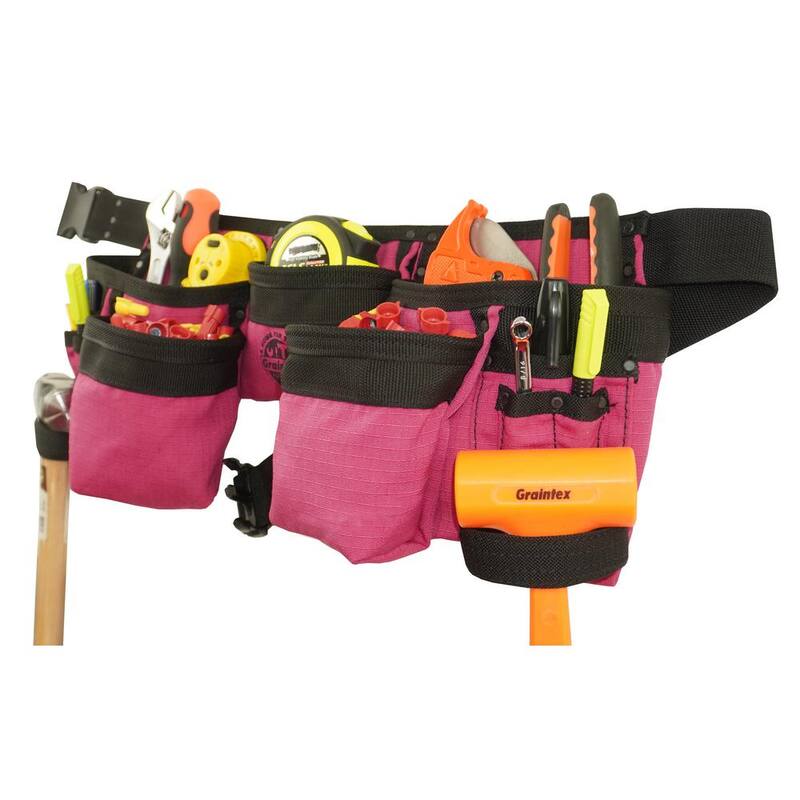 Graintex Pink Canvas 11-Pocket Finisher Tool Apron - CD2151