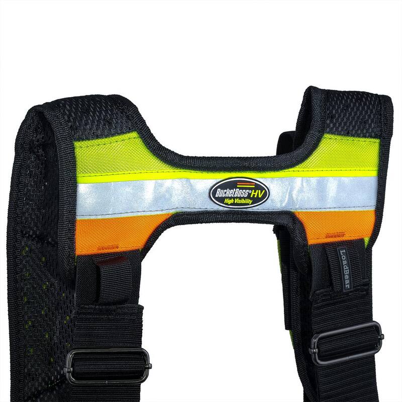 BUCKET BOSS Hi-Visibility 3-Bag Framer's Tool Belt with Suspenders Suspension Rig with 29-Pockets - 55185-HVOY