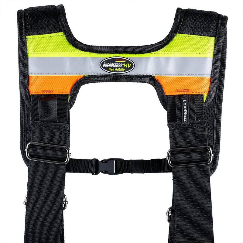 BUCKET BOSS Hi-Visibility 3-Bag Framer's Tool Belt with Suspenders Suspension Rig with 29-Pockets - 55185-HVOY