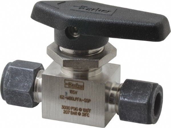 Parker 2-Way Manual Ball Valve: 1/4" Pipe - 4A-MB4LPFA-SSP