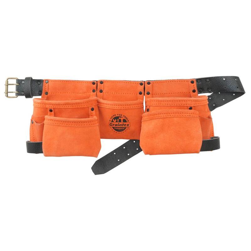 Graintex 9-Pocket Children Tool Apron in Orange Suede Leather - DS2342