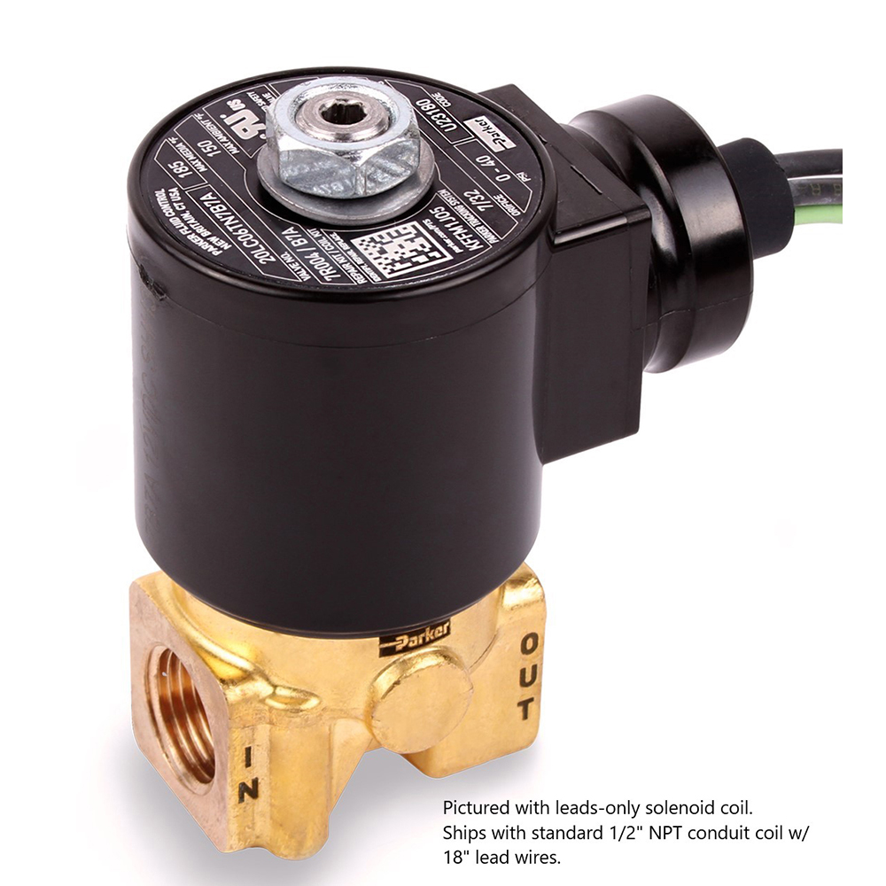 Parker Solenoid Valve: 2-Way & 2-Position, 3/8" Port - 23LC06TN7C8B