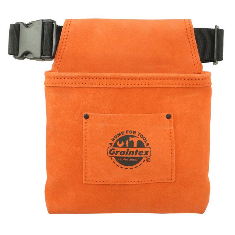 Graintex 1-Pocket Leather Suede Nail and Tool Pouch with 2 in. Webbing Belt - SS2576