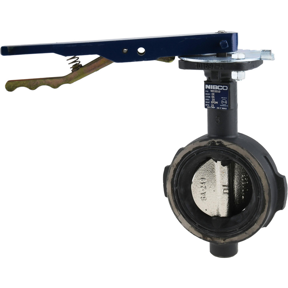 NIBCO Manual Wafer Butterfly Valve: 12" Pipe, Gear Handle - NLJ150N