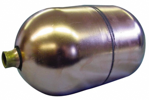 Made in USA 4" Dia x 5" Long, Oblong, Round Spud Connection, Metal Float - OC4X521C