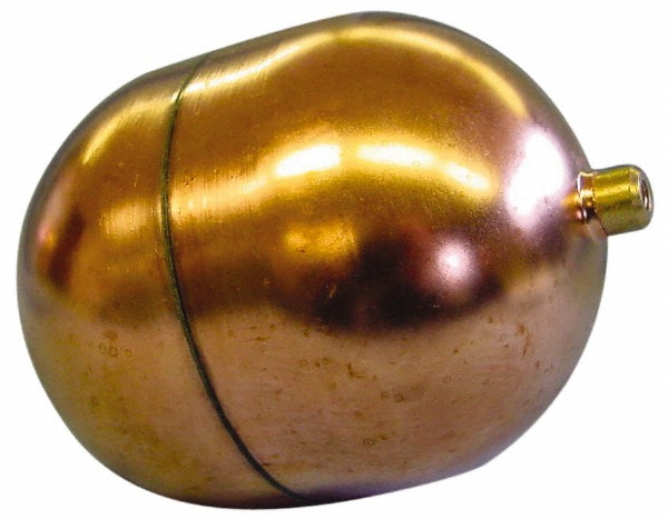 Made in USA 4" Dia x 5" Long, Oblong, Round Spud Connection, Metal Float - OC4X521C