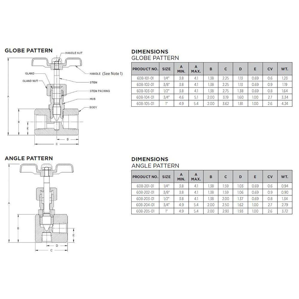 Apollo® 1/2"NPT BS 316SS BARSTOCK GLOBE VALVE - 60B70301