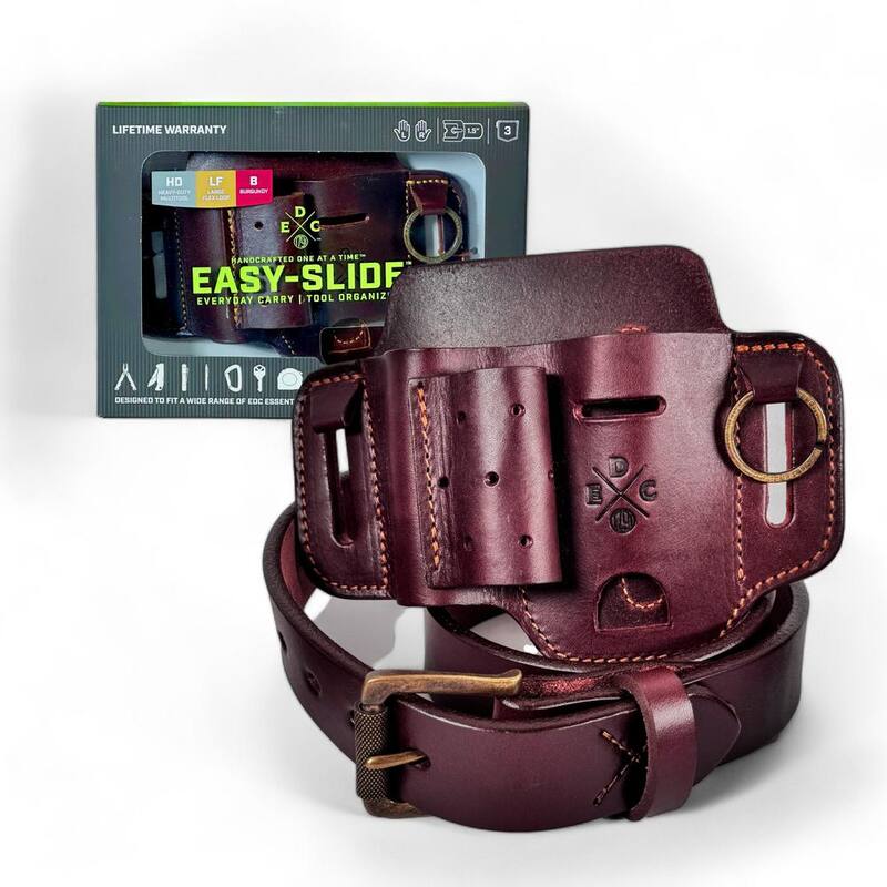 1791 EVERYDAY CARRY 1.5 in. Work Belt Size 44 Burgundy with Heavy-Duty Easy-Slide Large Flex EDC Tool Organizer - KITHDESLFBUR44