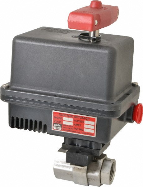 Gemini Valve Motorized Automatic Ball Valve: 1-1/2" Pipe, 150 & 720 Max psi, Brass - 8216N630120A