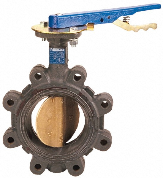NIBCO Manual Wafer Butterfly Valve: 5" Pipe, Bare Stem Handle - NLH090J