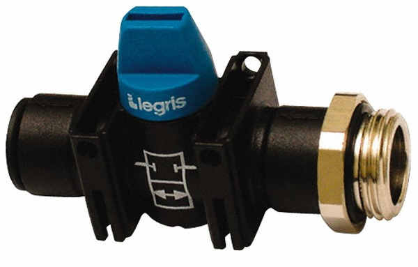 Legris Miniature Manual Ball Valve: 1/8" Pipe, Standard Port - 7911 06 10