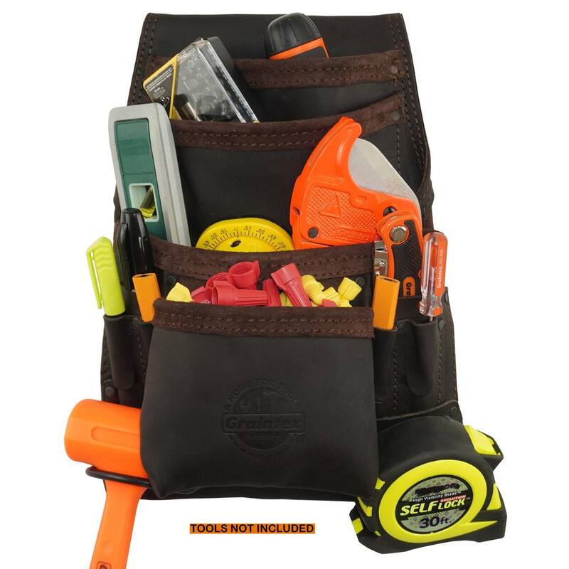 Graintex 10-Pocket Top Grain Leather Nail and Tool Pouch - OS2714