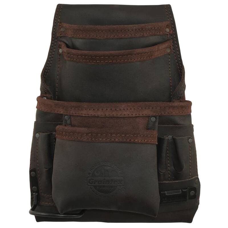 Graintex 10-Pocket Top Grain Leather Nail and Tool Pouch - OS2714