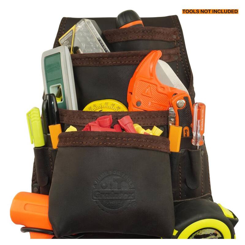 Graintex 10-Pocket Top Grain Leather Nail and Tool Pouch - OS2714