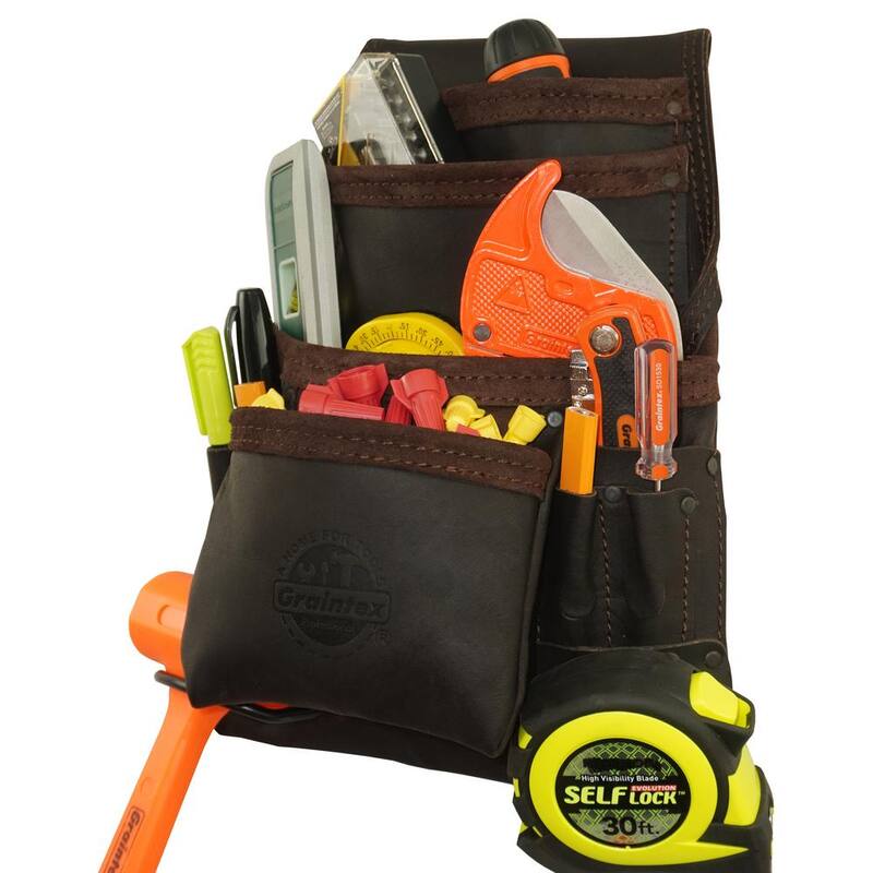 Graintex 10-Pocket Top Grain Leather Nail and Tool Pouch - OS2714