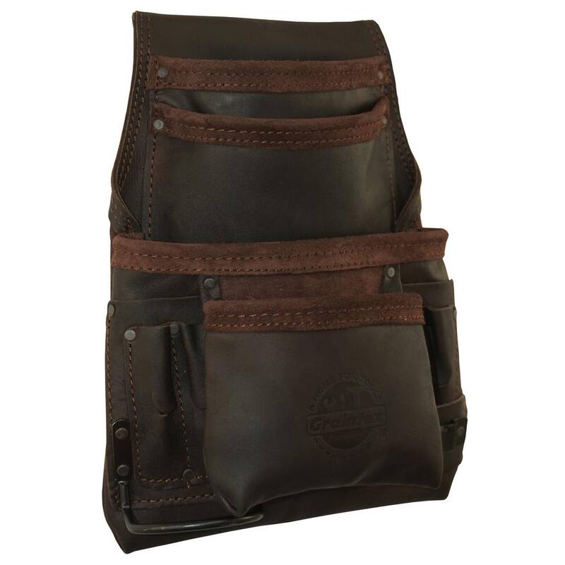 Graintex 10-Pocket Top Grain Leather Nail and Tool Pouch - OS2714
