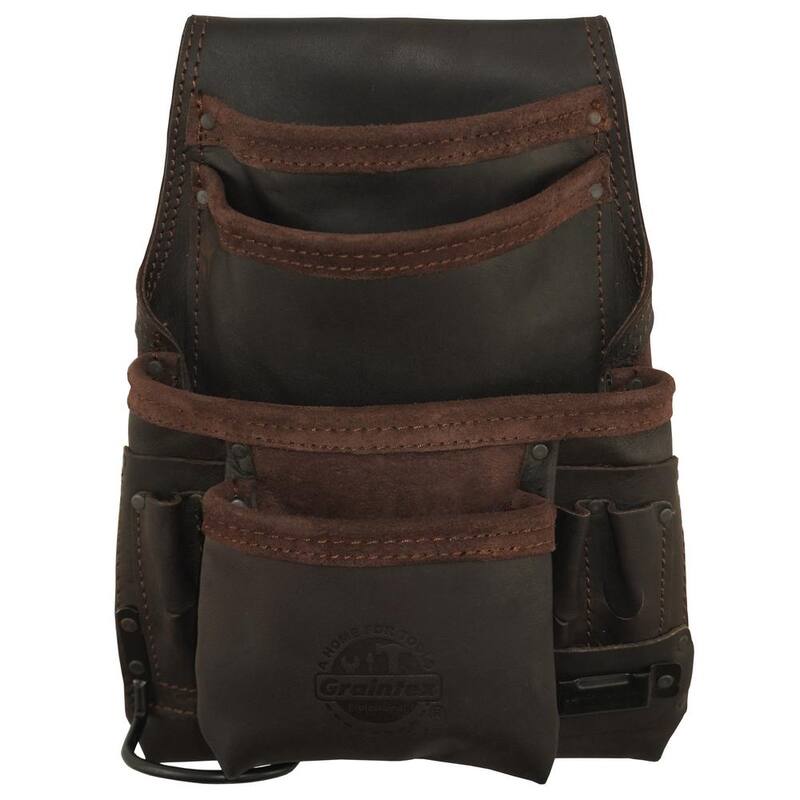 Graintex 10-Pocket Top Grain Leather Nail and Tool Pouch - OS2714