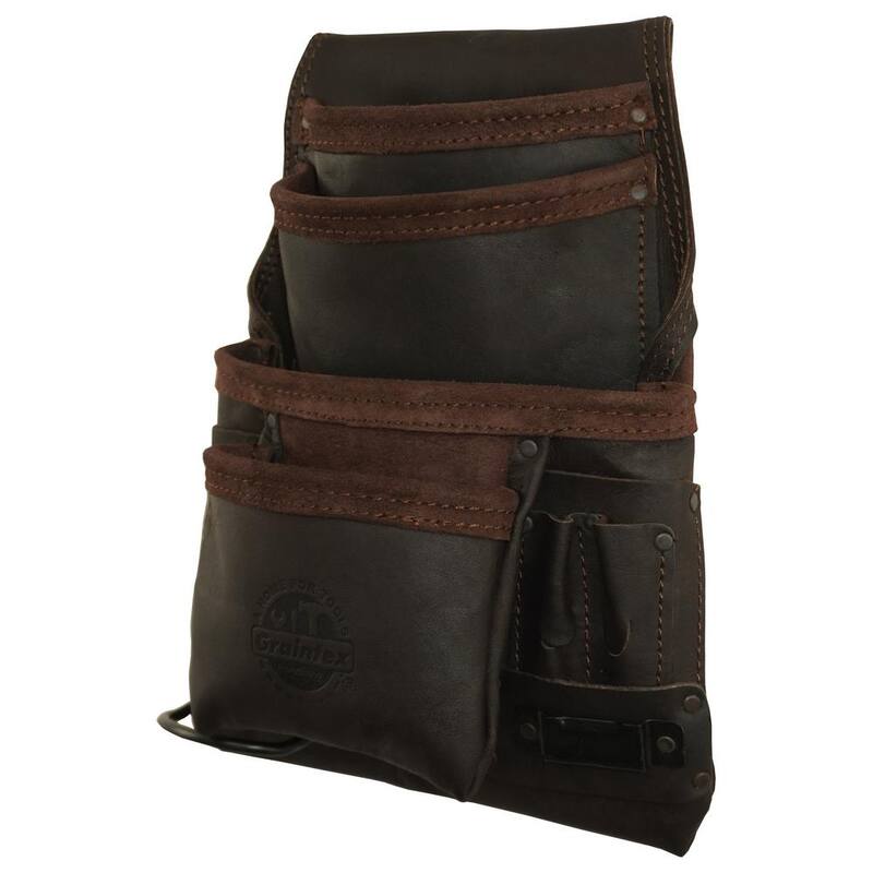 Graintex 10-Pocket Top Grain Leather Nail and Tool Pouch - OS2714
