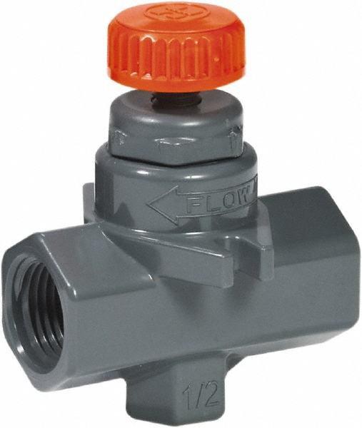 Hayward Flow Control Needle Valve: Straight, 3/8" Pipe, NPT End, Polyvinylchloride Body, FPM Seal - NVA1037T