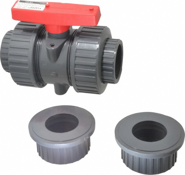 Plast-O-Matic True Union Manual Ball Valve: 1" Pipe, Full Port - TMBV100VT-PV
