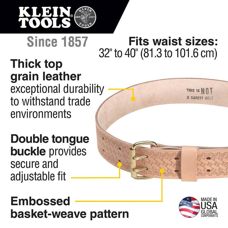Klein Tools Small Heavy Duty Embossed LeatherTool Belt - 5415S