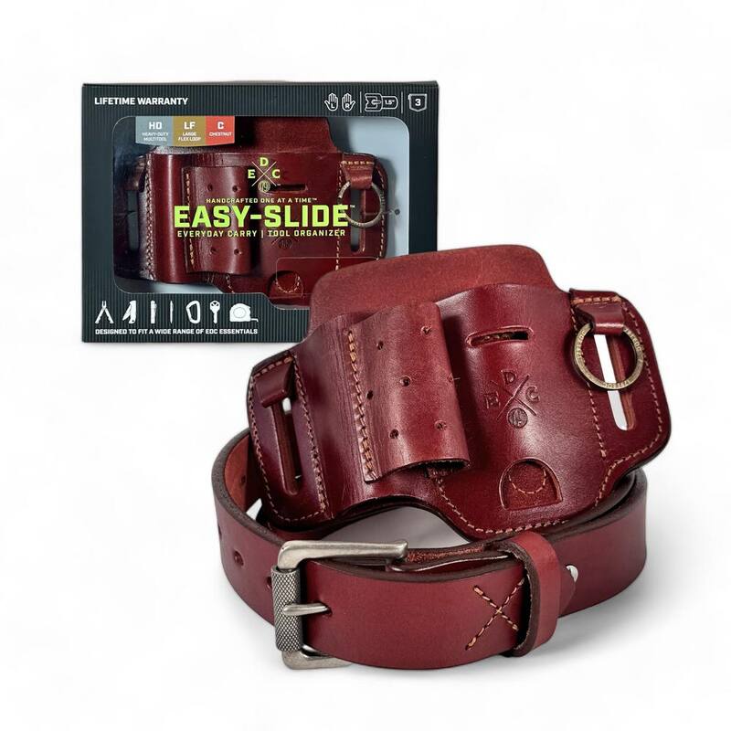 1791 EVERYDAY CARRY 1.5 in. Work Belt Size 30 Chestnut with Heavy-Duty Easy-Slide Large Flex EDC Tool Organizer - KITHDESLFCHN30