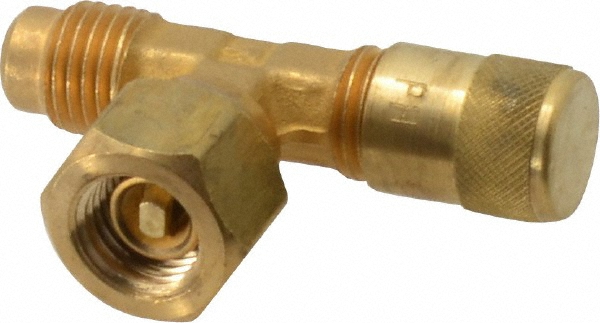 Parker 500 Max psi, 1/4 Tube OD, Forged Flare Female Branch Tee with Depressor Access Valve - AVTS6D-4