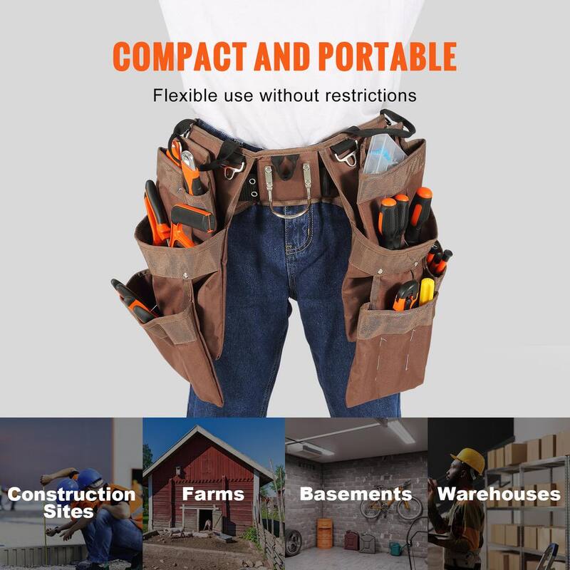 SKYSHALO 19 Pockets ool Belt, Adjusts from 32 in. to 54 in. Polyester Heavy Duty Tool Pouch Bag, Detachable Tool Bag - SJSGJYDSZSDL2845WV0-0708
