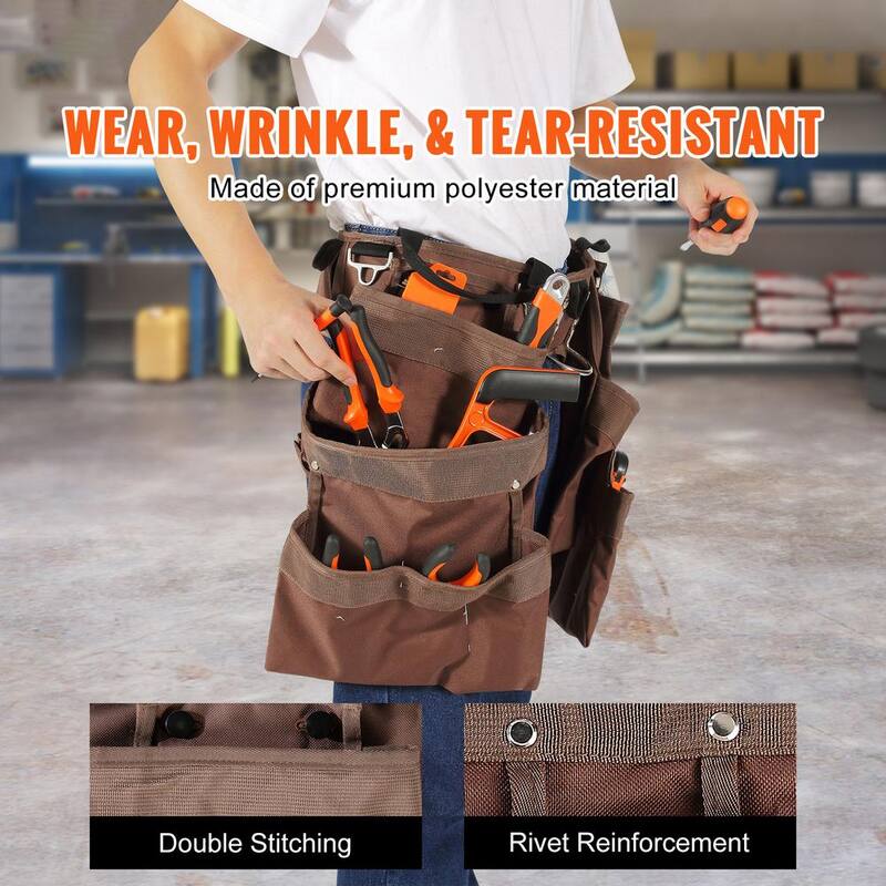 SKYSHALO 19 Pockets ool Belt, Adjusts from 32 in. to 54 in. Polyester Heavy Duty Tool Pouch Bag, Detachable Tool Bag - SJSGJYDSZSDL2845WV0-0708
