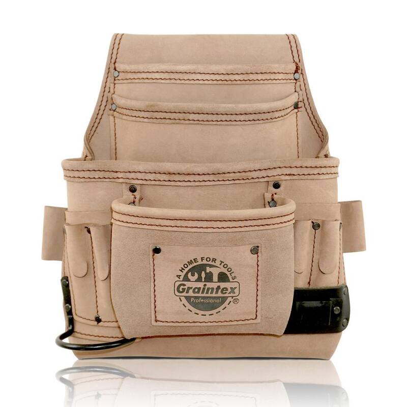 Graintex 10-Pocket Top Grain Leather Nail and Tool Pouch - ST2030