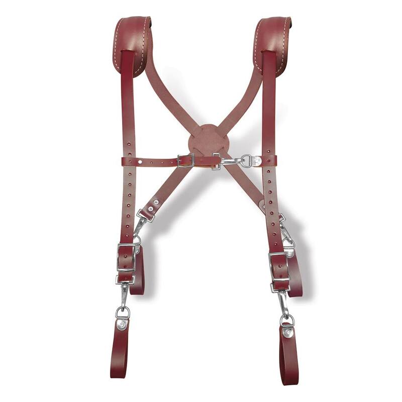 SITE GEAR 16 in. Brown Leather 15-Pocket Pro Framer's Combo Tool Pouch with Suspenders (5-Piece) - 51-15089S-M