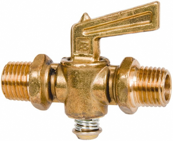 Parker 1/4" Pipe, 3/8" Tube, Compression Pipe to Male Pipe Drain Cock & Shutoff Valve - V304C-6-4