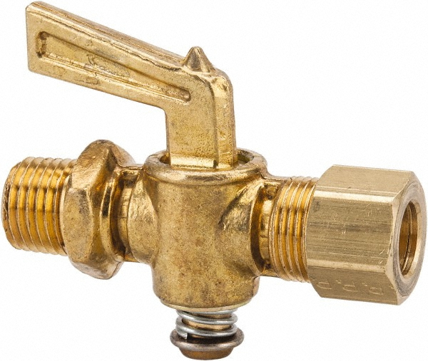 Parker 1/4" Pipe, 3/8" Tube, Compression Pipe to Male Pipe Drain Cock & Shutoff Valve - V304C-6-4