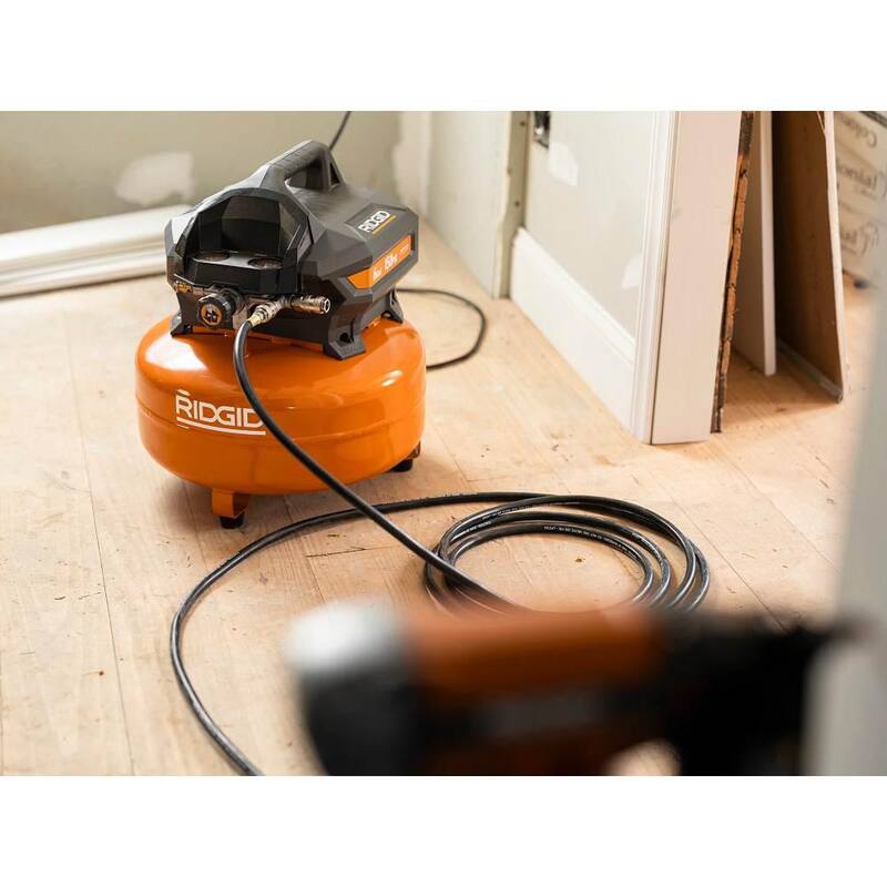 RIDGID 6 Gal. Portable Electric Pancake Air Compressor w/ 18GA Brad Nailer, 16GA Straight Finish Nailer, & 18GA Finish Stapler - R69603FK