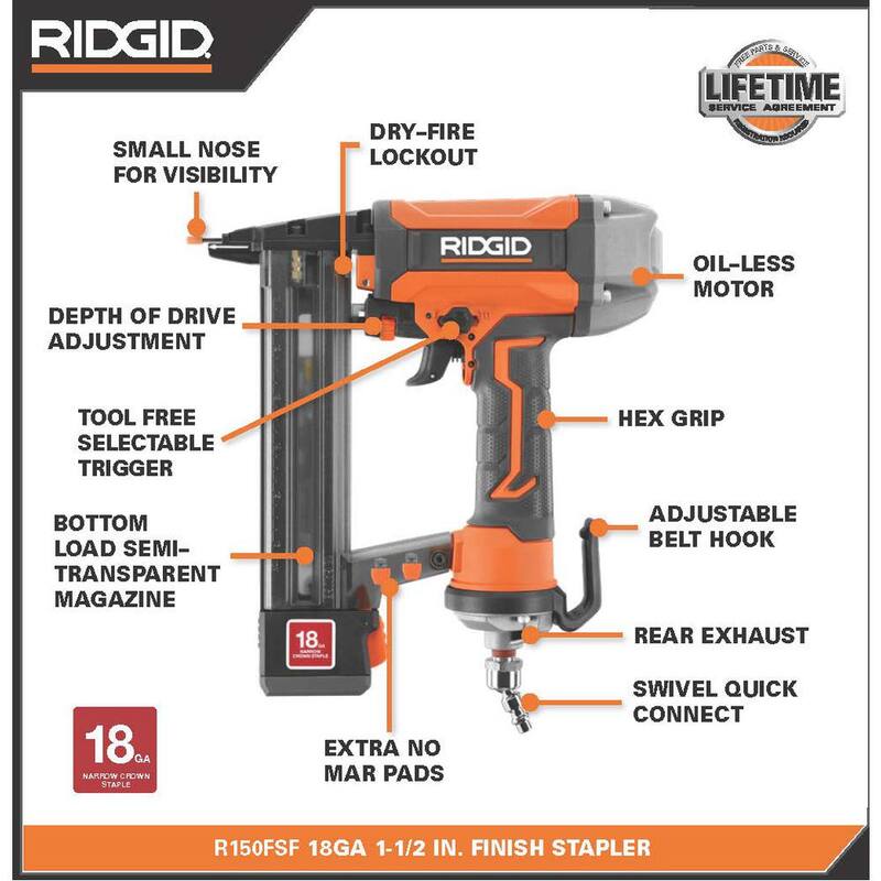 RIDGID 6 Gal. Portable Electric Pancake Air Compressor w/ 18GA Brad Nailer, 16GA Straight Finish Nailer, & 18GA Finish Stapler - R69603FK