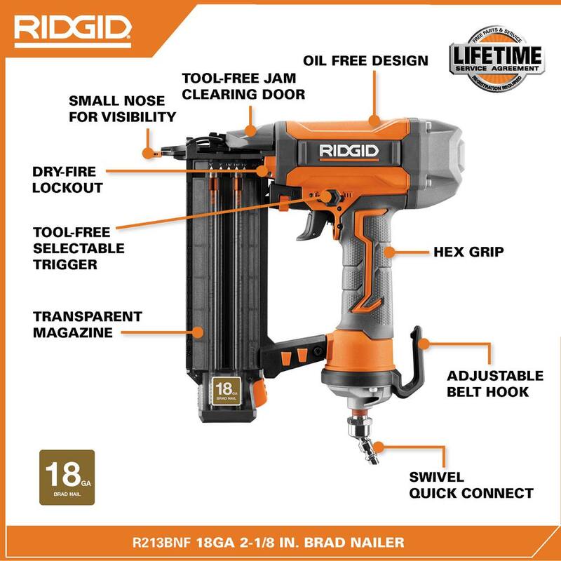 RIDGID 6 Gal. Portable Electric Pancake Air Compressor w/ 18GA Brad Nailer, 16GA Straight Finish Nailer, & 18GA Finish Stapler - R69603FK